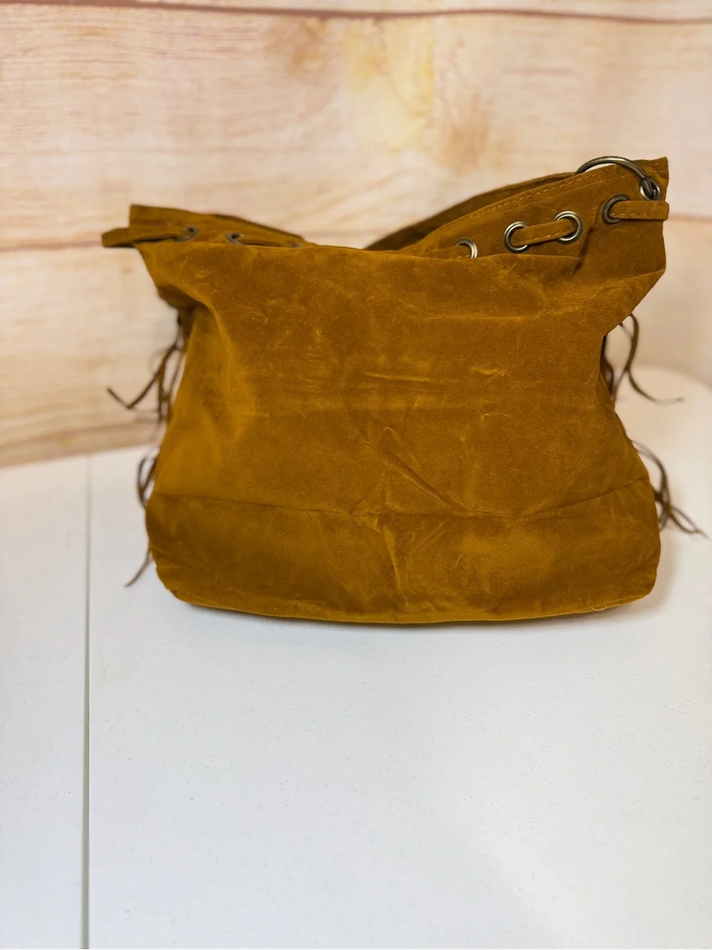 Tassel Drawstring Bucket Bag, Drawstring Crossbody Bag, Fringe Shoulder